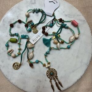 Cocobelle Turquoise Dreamcatcher Necklace Beads Tassel Boho Long Jewelry New NWT